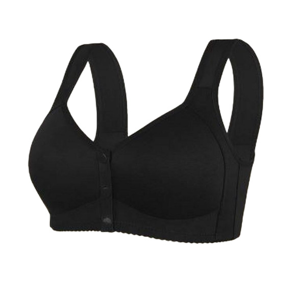 Comfortable Black Daisy 38D Bra Older Women Breathable Convenient Front Close - Picture 1 of 13